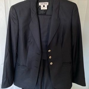 Vintage Escada Wool Jacket and Pant Set Navy